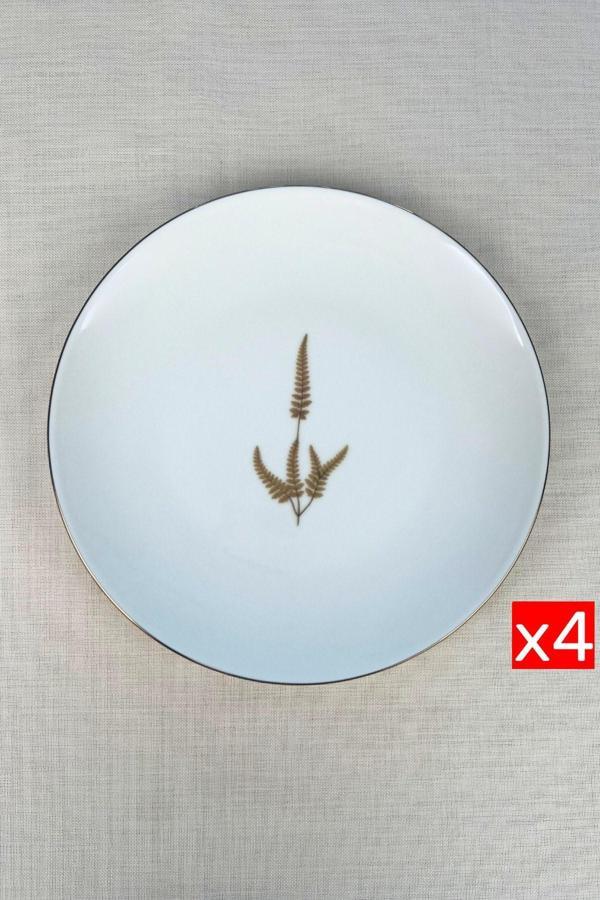 Tabak Evi Porselen Natura Marinum Altın Yaldız Servis Tabağı 24,50cm 4 lü - Image 1