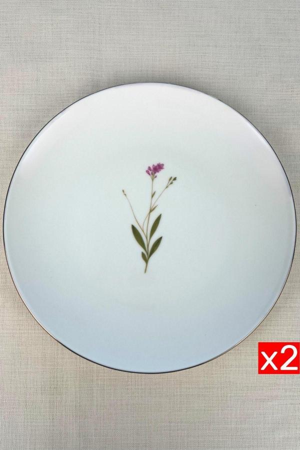 Tabak Evi Porselen Natura Çuha Altın Yaldız Servis Tabağı 24,50cm 2 li - Image 1