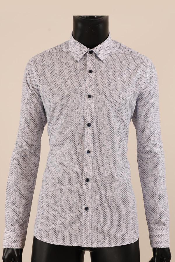 Uzun Kol Slim Fit Desenli Gömlek - Image 1