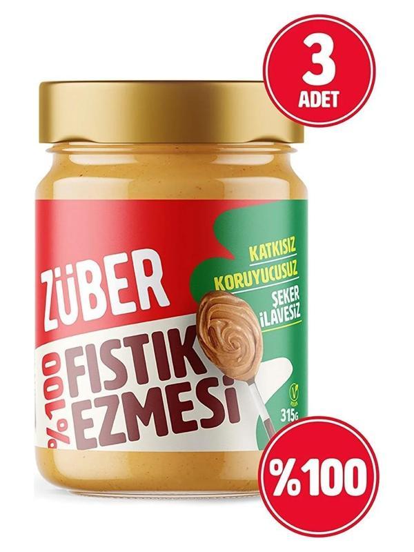 Züber %100 Fıstık Ezmesi 315 gr x 3 Adet - Image 1