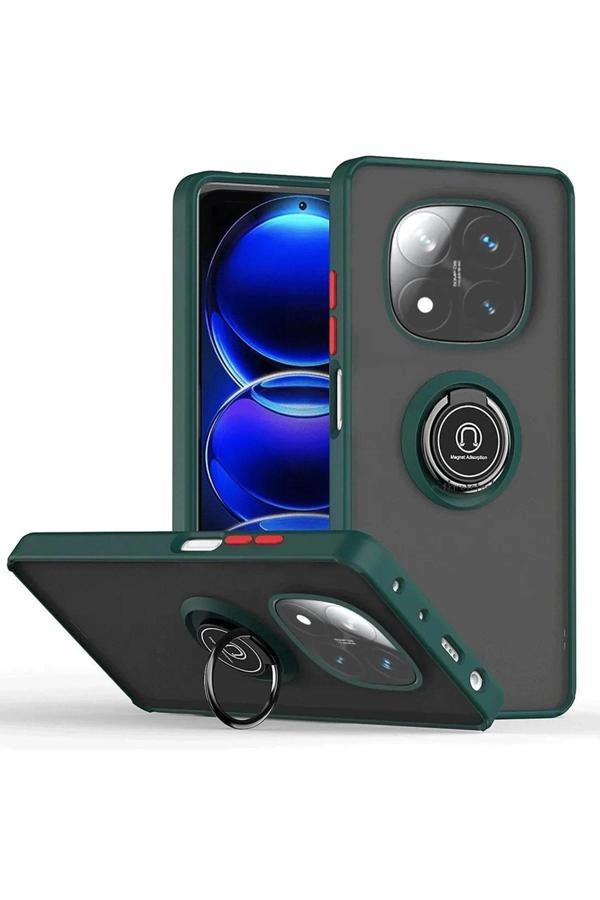 Xiaomi Redmi Note 14 Pro 4G Kılıf Montreal Yüzüklü Silikon Kapak - Yeşil - Image 1