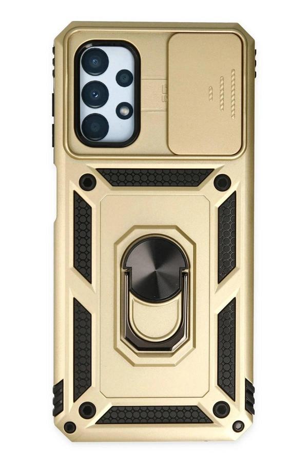 Samsung Galaxy A13 4G Kılıf Pars Lens Yüzüklü Silikon - Gold - Image 1
