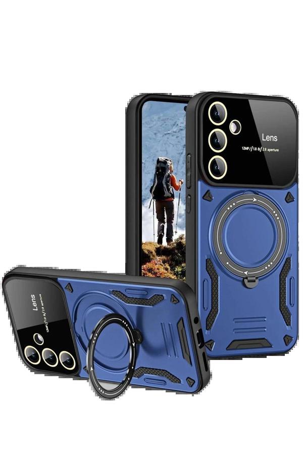 Samsung Galaxy S24 FE Kılıf Joy Lens Standlı Kapak - Lacivert - Image 1