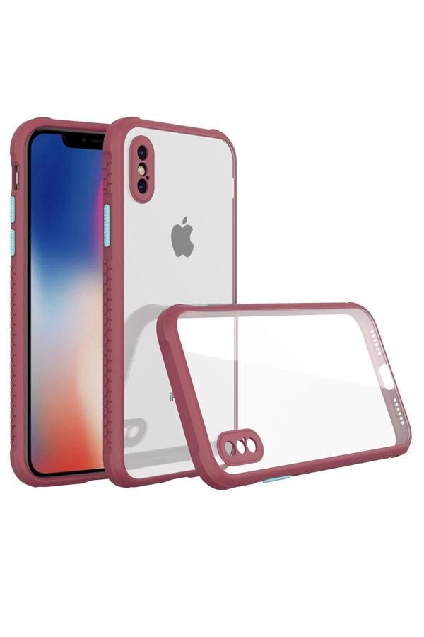 iPhone XS Max Kılıf Miami Şeffaf Silikon - Fuşya - Image 1