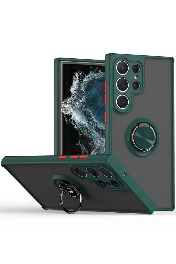 Samsung Galaxy S25 Ultra Kılıf Montreal Yüzüklü Silikon Kapak - Yeşil - Image 1
