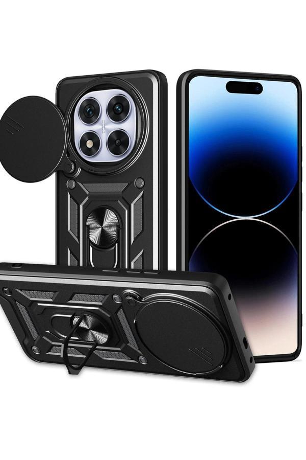 Xiaomi Redmi Note 14 Pro Plus Kılıf Pars Lens Yüzüklü Silikon - Siyah - Image 1