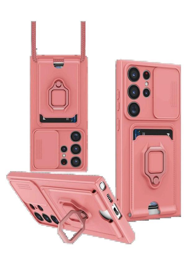 Samsung Galaxy S25 Ultra Kılıf Zuma Kartvizitli Yüzüklü Silikon - Pembe - Image 1