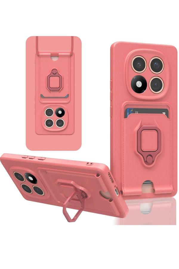 Xiaomi Redmi Note 14 Pro 5G Kılıf Zuma Kartvizitli Yüzüklü Silikon - Pembe - Image 1