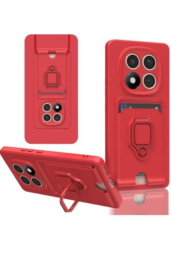 Xiaomi Redmi Note 14 Pro Plus Kılıf Zuma Kartvizitli Yüzüklü Silikon - Kırmızı - Image 1