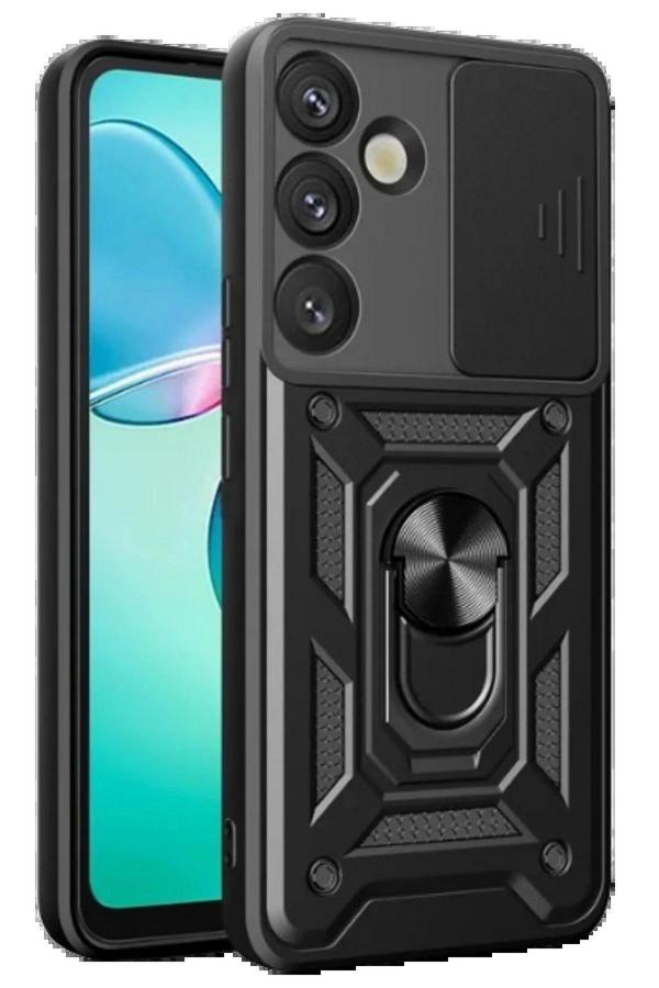 Samsung Galaxy S25 Kılıf Pars Lens Yüzüklü Silikon - Siyah - Image 1