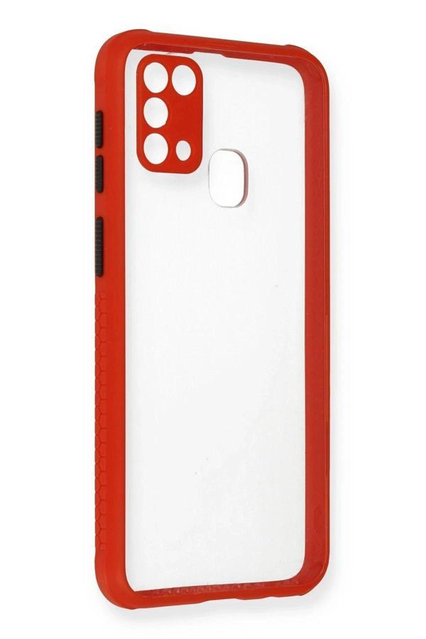 Samsung Galaxy M31 Kılıf Miami Şeffaf Silikon - Kırmızı - Image 1