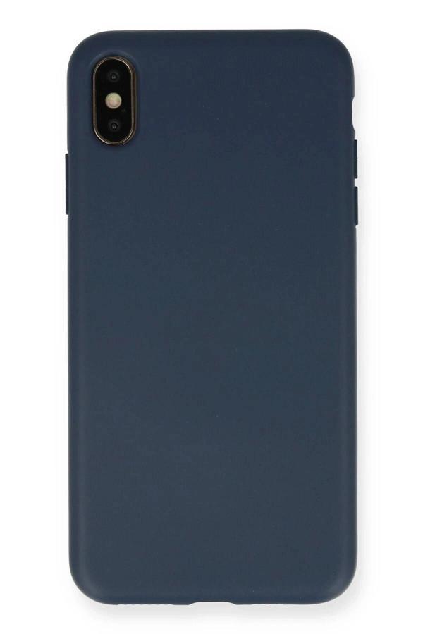 iPhone XS Max Kılıf Nano içi Kadife Silikon - Lacivert - Image 1