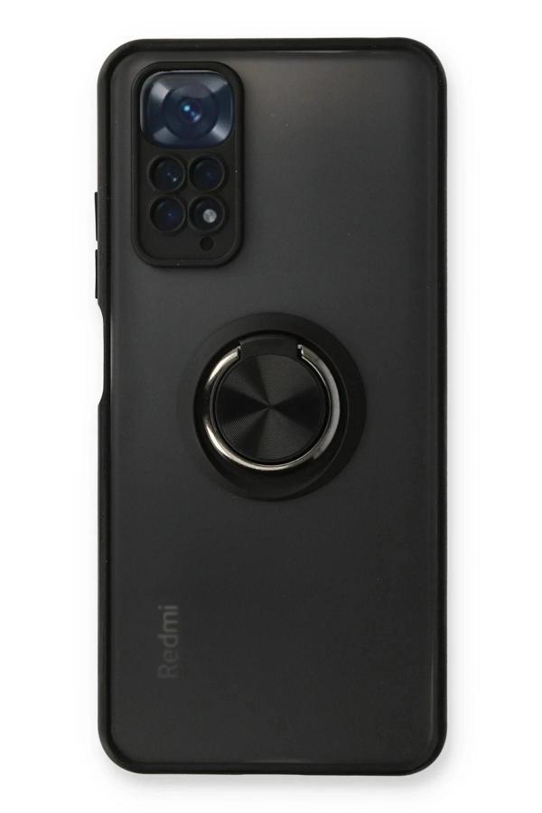 Xiaomi Redmi Note 11 Kılıf Montreal Yüzüklü Silikon Kapak - Siyah - Image 1