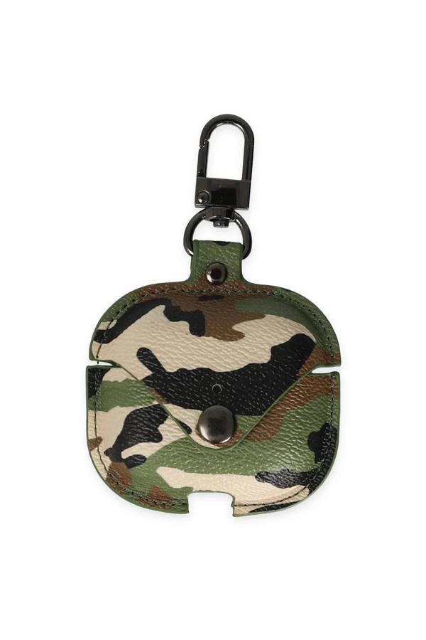 Airpods 3 (3.nesil) Çanta Kamuflaj Deri Kılıf - Yeşil - Image 1