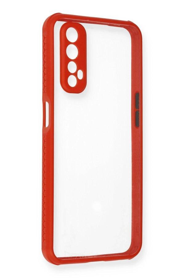 Realme 7 Kılıf Miami Şeffaf Silikon - Kırmızı - Image 1
