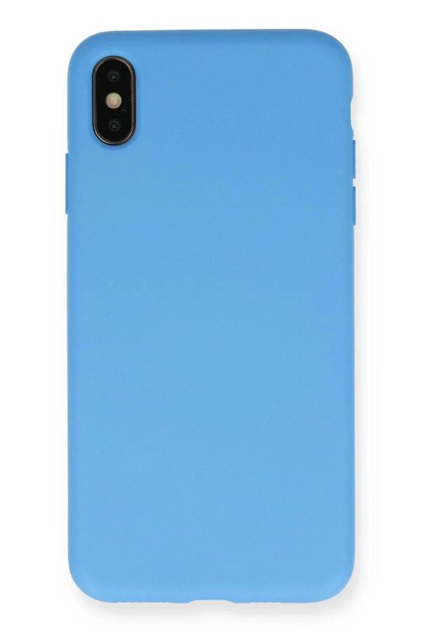 iPhone XS Max Kılıf Nano içi Kadife Silikon - Mavi - Image 1