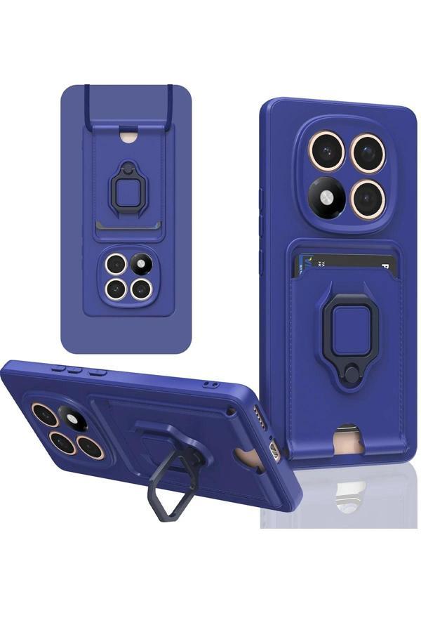 Xiaomi Redmi Note 14 Pro Plus Kılıf Zuma Kartvizitli Yüzüklü Silikon - Lacivert - Image 1