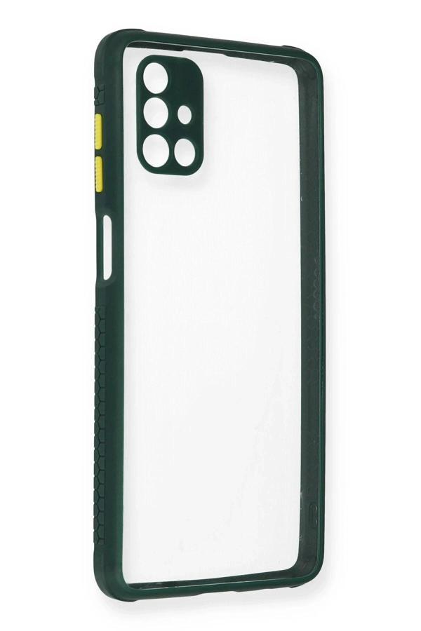 Samsung Galaxy M51 Kılıf Miami Şeffaf Silikon - Koyu Yeşil - Image 1