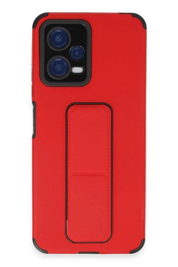 Xiaomi Poco X5 5G Kılıf Mega Standlı Silikon - Kırmızı - Image 1