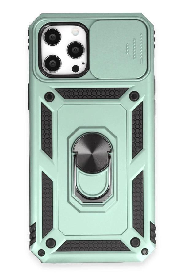 iPhone 12 Pro Max Kılıf Pars Lens Yüzüklü Silikon - Yeşil - Image 1