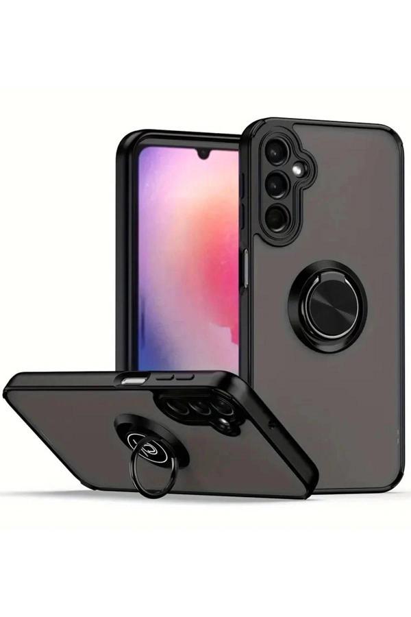 Samsung Galaxy S25 Plus Kılıf Montreal Yüzüklü Silikon Kapak - Siyah - Image 1