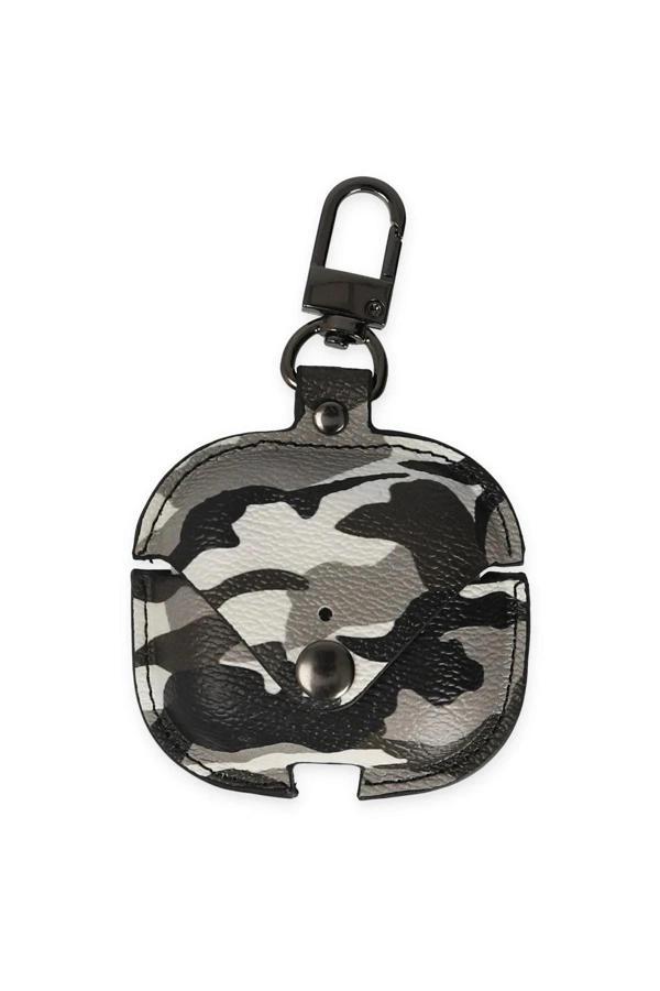 Airpods 3 (3.nesil) Çanta Kamuflaj Deri Kılıf - Gri - Image 1