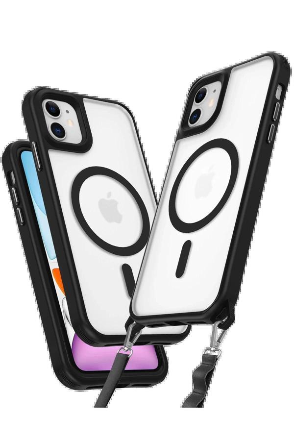 iPhone 12 Kılıf Enka Magsafe Silikon Kılıf - Siyah - Image 1