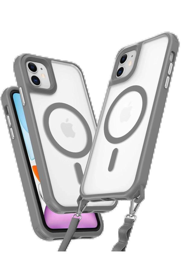 iPhone 12 Kılıf Enka Magsafe Silikon Kılıf - Titan Gri - Image 1