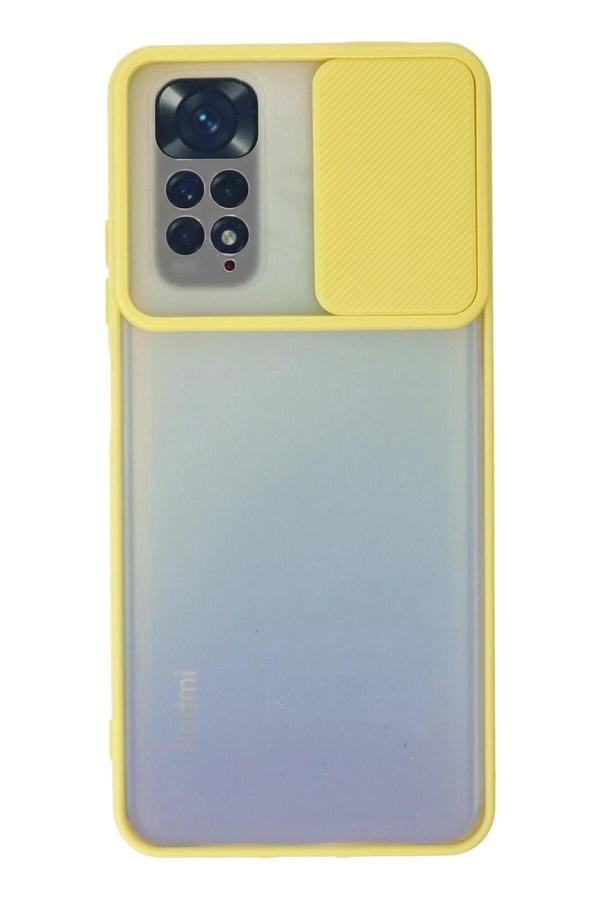 Xiaomi Redmi Note 11 Kılıf Palm Buzlu Kamera Sürgülü Silikon - Sarı - Image 1