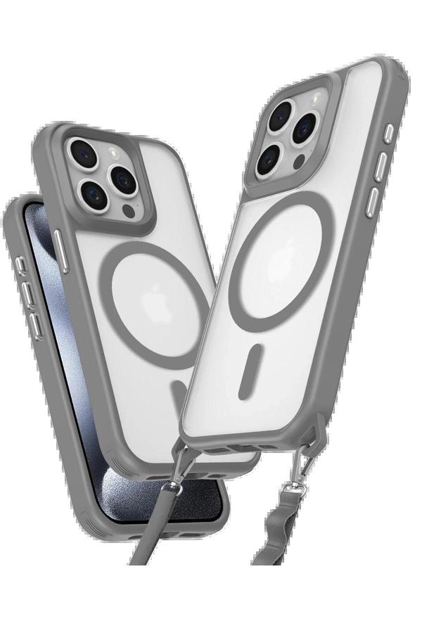 iPhone 15 Pro Max Kılıf Enka Magsafe Silikon Kılıf - Titan Gri - Image 1