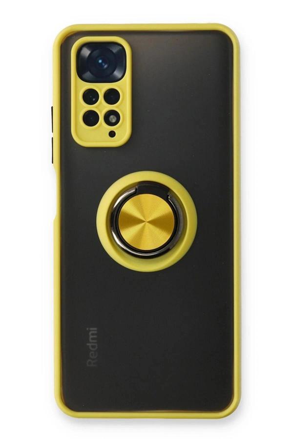 Xiaomi Redmi Note 11 Kılıf Montreal Yüzüklü Silikon Kapak - Sarı - Image 1