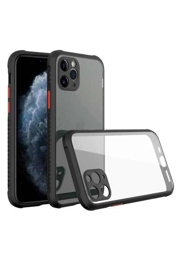 iPhone 11 Pro Max Kılıf Miami Şeffaf Silikon - Siyah - Image 1