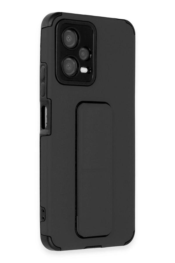 Xiaomi Poco X5 5G Kılıf Mega Standlı Silikon - Siyah - Image 1