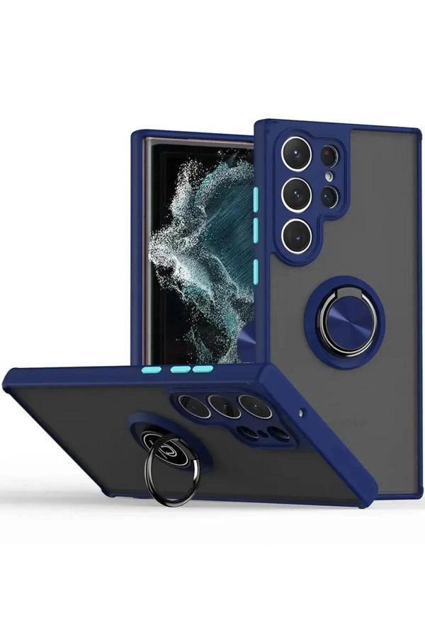 Samsung Galaxy S25 Ultra Kılıf Montreal Yüzüklü Silikon Kapak - Lacivert - Image 1