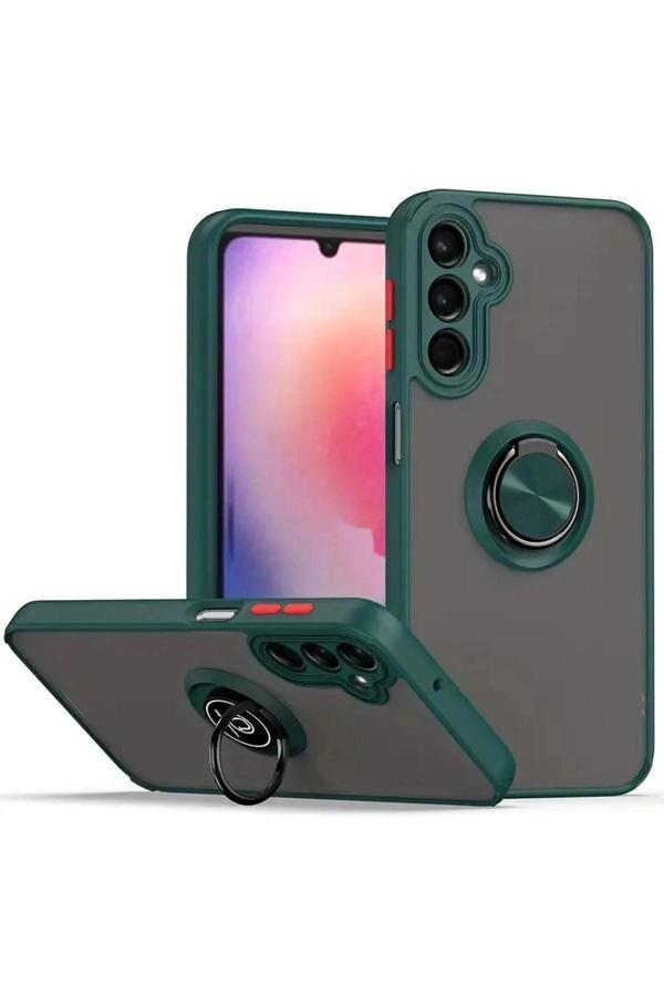 Samsung Galaxy A36 Kılıf Montreal Yüzüklü Silikon Kapak - Yeşil - Image 1