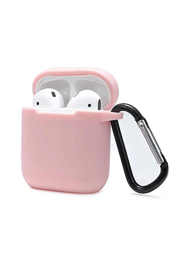Airpods 2 (2.nesil) Sert Silikon Kılıf - Pudra - Image 1