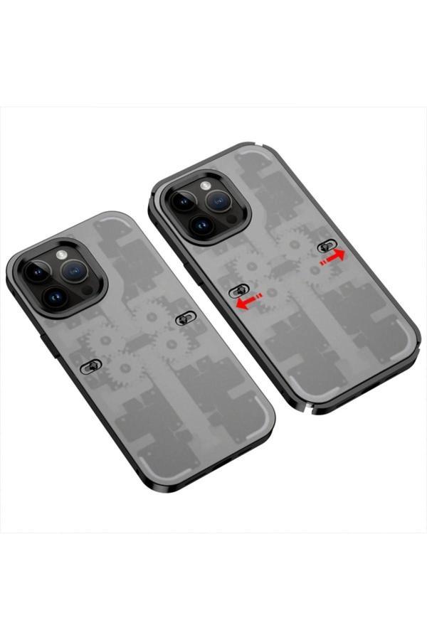 iPhone 13 Pro Max Kılıf Mekanik Bumper Kapak - Siyah - Image 1