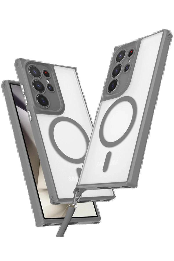 Samsung Galaxy S25 Ultra Kılıf Enka Magsafe Silikon Kılıf - Titan Gri - Image 1