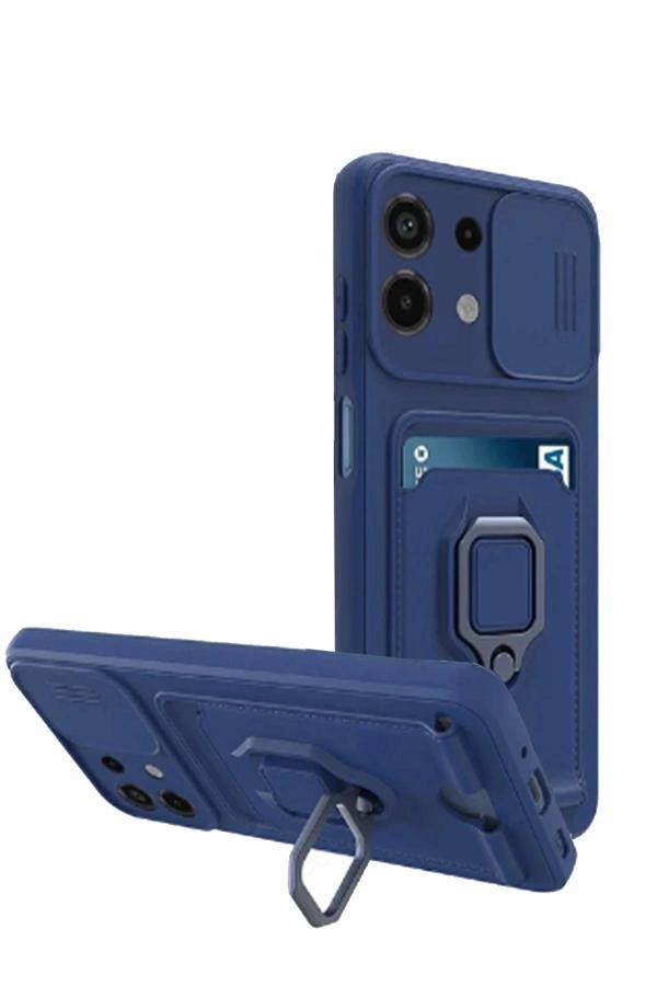 Xiaomi Redmi Note 13 4G Kılıf Zuma Kartvizitli Yüzüklü Silikon - Lacivert - Image 1
