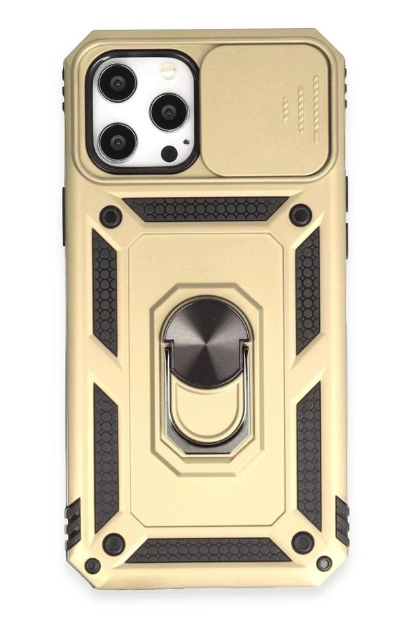 iPhone 12 Pro Max Kılıf Pars Lens Yüzüklü Silikon - Gold - Image 1