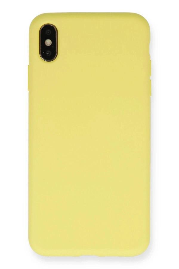 iPhone XS Max Kılıf Nano içi Kadife Silikon - Mat Sarı - Image 1