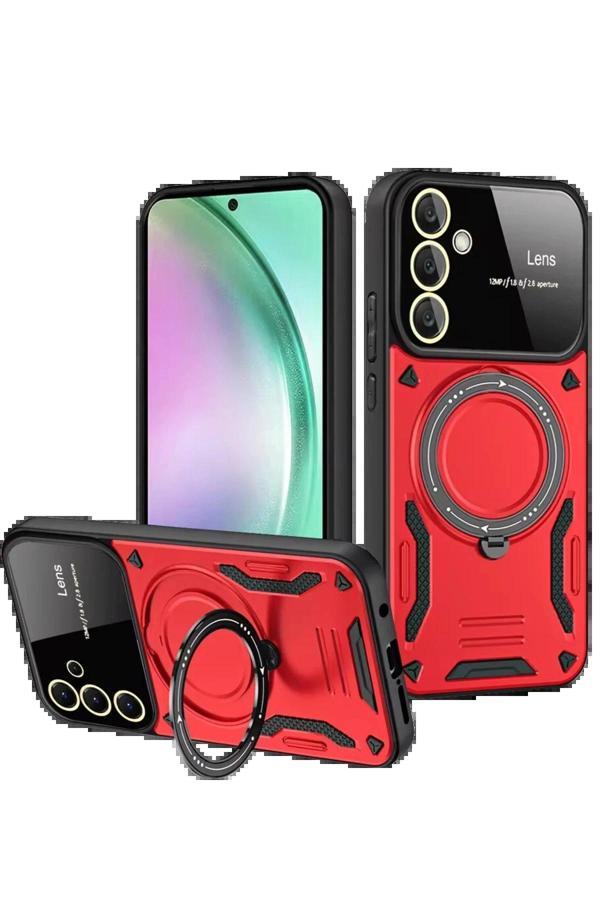 Samsung Galaxy S24 FE Kılıf Joy Lens Standlı Kapak - Kırmızı - Image 1