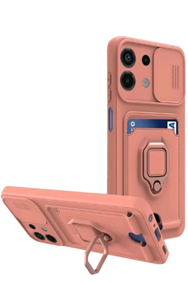 Xiaomi Redmi Note 13 4G Kılıf Zuma Kartvizitli Yüzüklü Silikon - Pembe - Image 1
