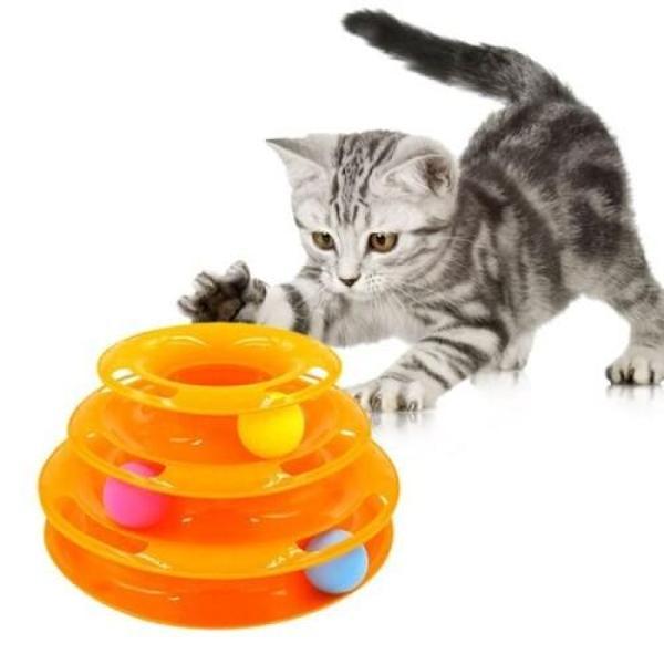 3 Katlı Kedi Oyuncağı Kedi Başlıklı Eğlenceli Oyuncak - Image 1