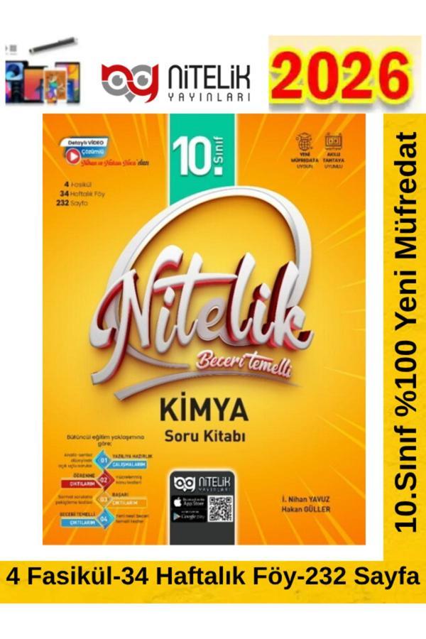Nitelik 2026 10.Sınıf Kimya %100 Yeni Müfredat Beceri Temelli Soru Bankası+Android Kalem - Nitelik Yayınevi - Image 1