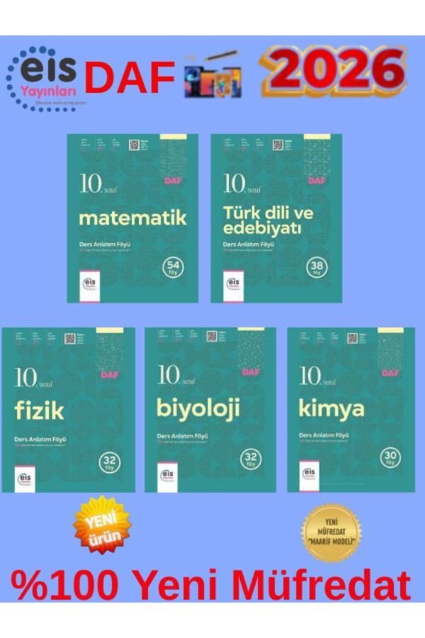Eis Yayınları 2026 Daf 10.Sınıf Matematik-T.Dili Edb-Fizik-Kimya-Biyoloji Ders Anlatım Föyü+Kalem - Eis Yayınları - Image 1