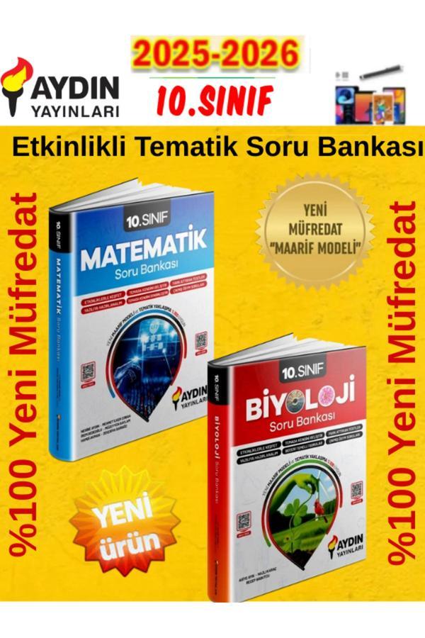 Aydın 2026 10.Sınıf Matematik-Biyoloji %100 Yeni Müfredat Etkinlikli Tematik Soru Bankası+Kalem - Aydın Yayınları - Image 1