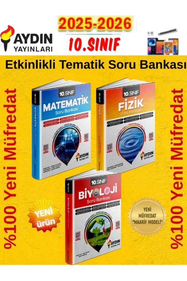 Aydın 2026 10.Sınıf Matematik-Fizik-Biyoloji %100 Yeni Etkinlikli Tematik Soru Bankası+Kalem - Aydın Yayınları - Image 1