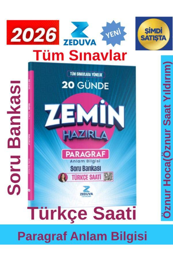 Zeduva 2026 Türkçe Saati 20 Günde Zemin Hazırla Paragraf Anlam Bilgisi Soru Bankası - Zeduva Yayınları - Image 1