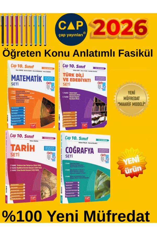 10.Sınıf %100 Yeni Maarif Müfredat Matematik-Edebiyat-Tarih-Coğrafya Konu Anlatımlı Fasikül+Kalem - Çap Yayınları - Image 1
